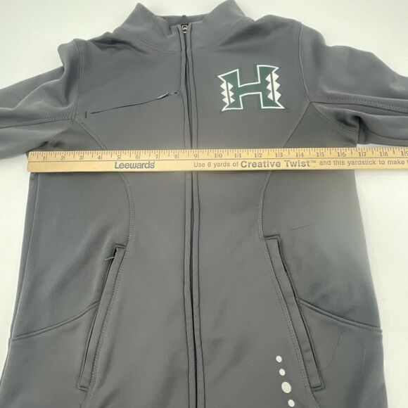 University of Hawaii Rainbow Warriors Full Zip Track Jacket S Gray Russell *FLAW - Picture 11 of 16